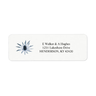 Blue flower simple elegant return address labels