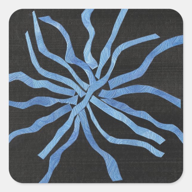 Blue Flower Square Sticker (Front)