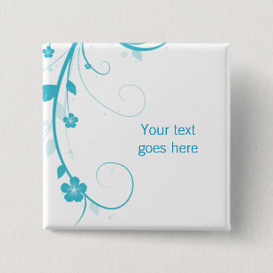 Blue Flower Swirls custom brooch / pin