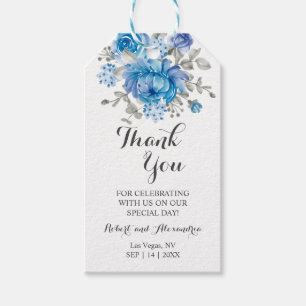 Blue Flower Thank You for Coming Wedding Favour Gi Gift Tags