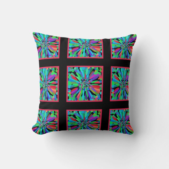 Blue Flower Throw Pillow (Front)