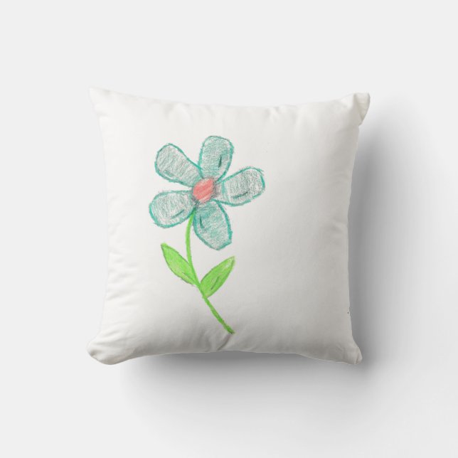 Blue Flower  Throw Pillow (Front)