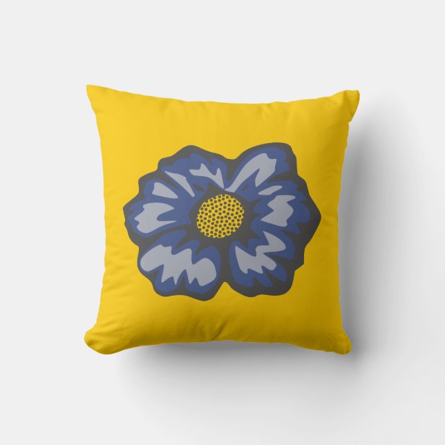 Blue flower throw pillow (Front)