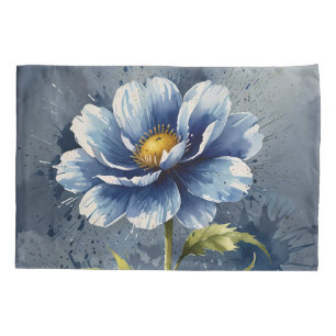Blue flower watercolour pattern pillowcase