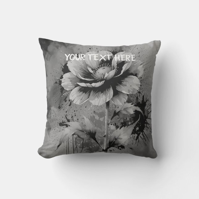 Blue flower watercolour pattern throw pillow (Front)