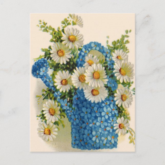 Blue Flower Watering Can Postcard (Front)