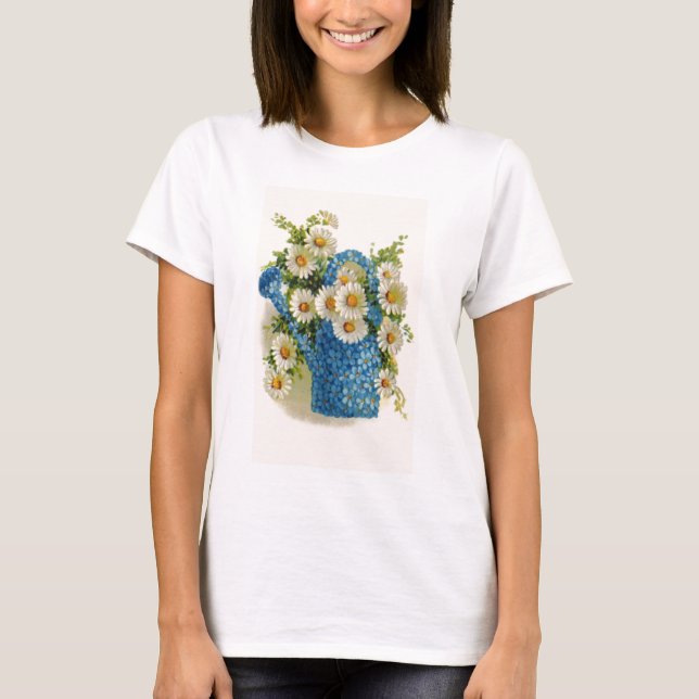 Blue Flower Watering Can T-Shirt (Front)