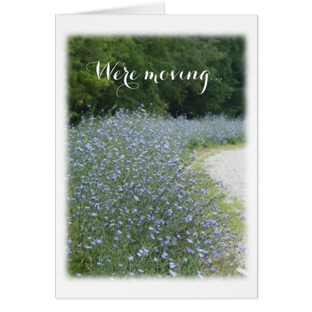 Blue Flower We're Moving Announcement (Front)