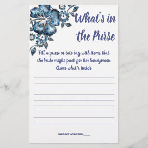 BLUE FLOWER WHAT'S IN THE PURSE SHOWER GAME CARD
