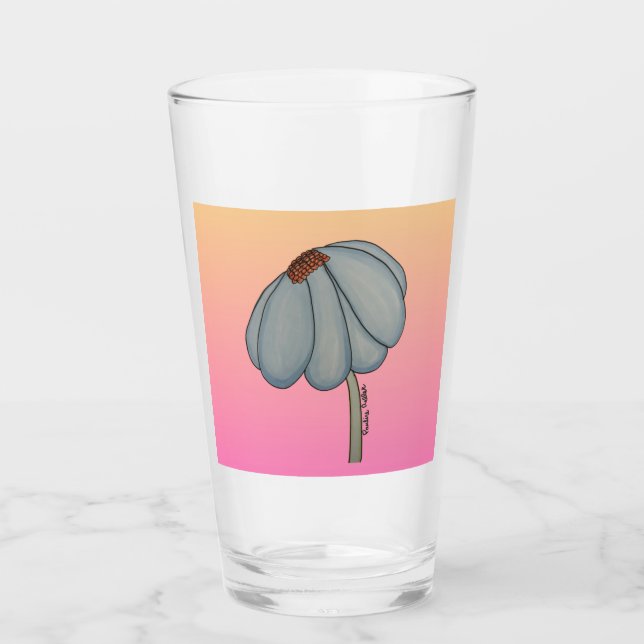 Blue flower with pink background glass (Front)