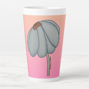Blue flower with pink background latte mug