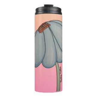 Blue Flower with pink background Thermal Tumbler