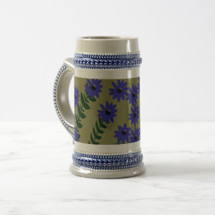 Blue Flower with Stalk Display Beer Stein