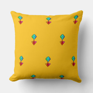 Blue Flower Yellow  Sofa Chair                 Throw Pillow