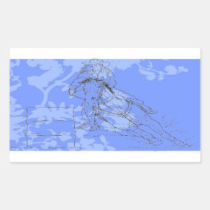 Blue Flowered Barrel Racer Sticker