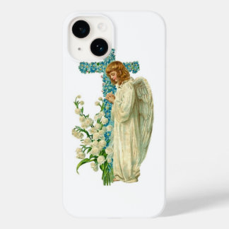Blue Flowered Christian Cross Case-Mate iPhone 14 Case