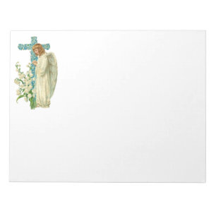 Blue Flowered Christian Cross Notepad