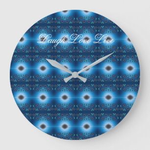 Blue Flowered Clock With Laugh Love And Live