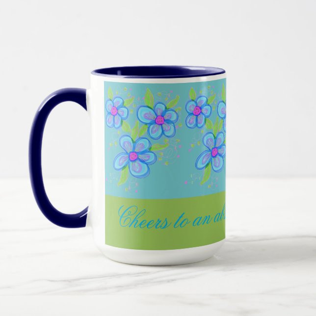 Blue Flowered Coffee Mug (Left)