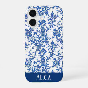 Blue Flowering Toile iPhone 16 Case