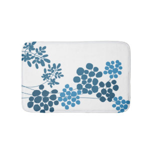 Blue Flowers Abstract  Bath Mat