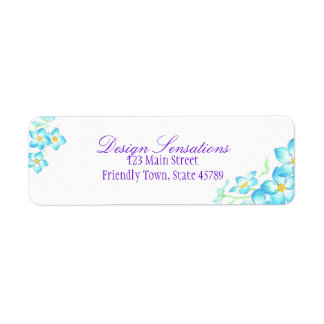 Blue Flowers address label