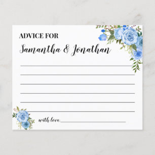 Blue Flowers Advice for Happy Couple Shower Card