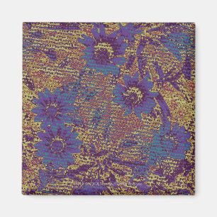 Blue flowers against leaf camouflage pattern magnet