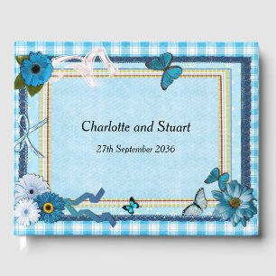 Blue Flowers and Butterflies Guest Book