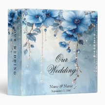 Blue Flowers and Pearls Album Binder