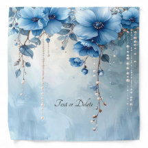 Blue Flowers and Pearls Bandana