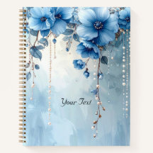 Blue Flowers and Pearls Notebook