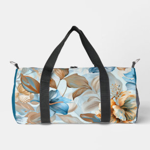 Blue flowers and seashell small gym bag.  duffle bag