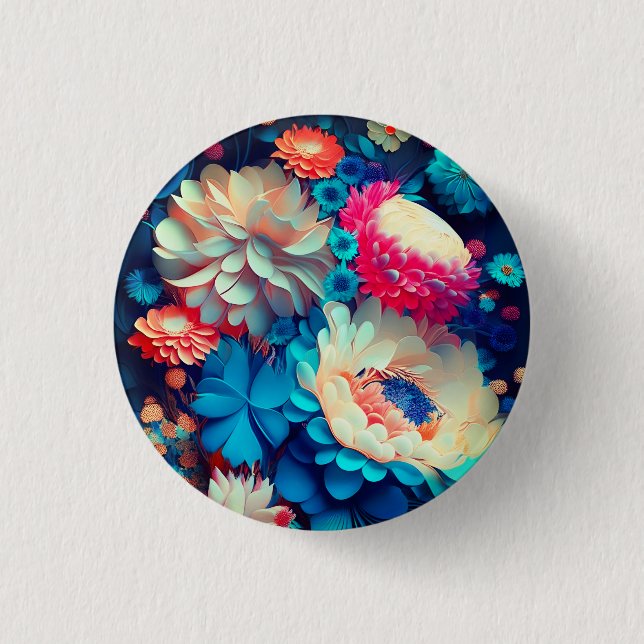 Blue Flowers Background-1 1 Inch Round Button (Front)
