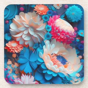 Blue Flowers Background-1 Coaster
