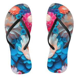 Blue Flowers Background-1 Flip Flops