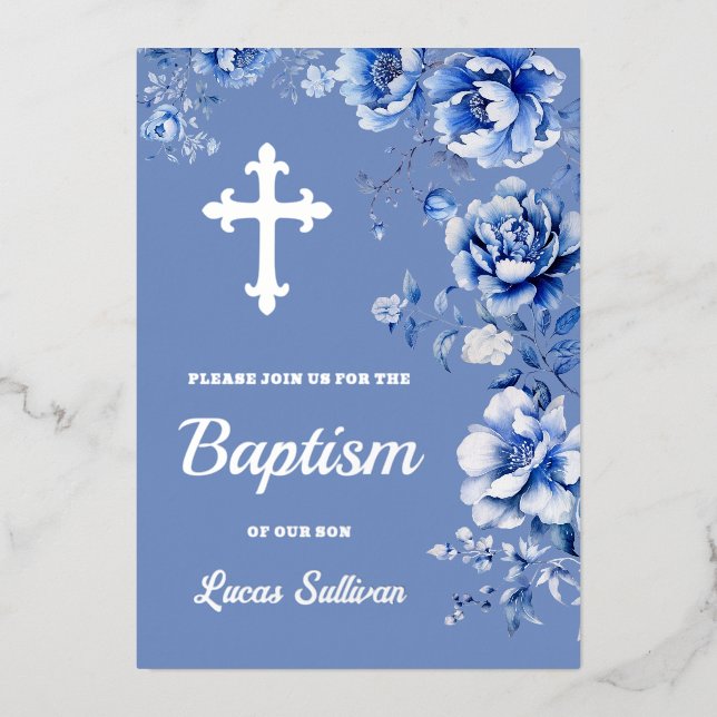 Blue Flowers Baptism  (Front)
