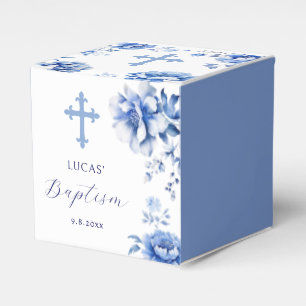 Blue Flowers Baptism Classic Favor Box