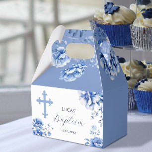 Blue Flowers Baptism Favor Box