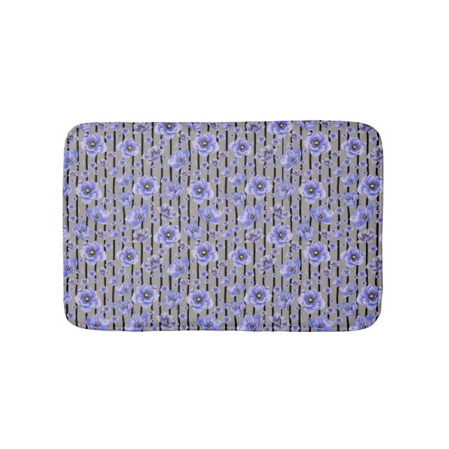 Blue Flowers  Bath Mat (Front)
