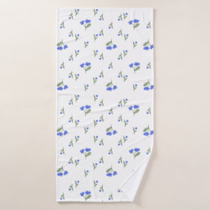 Blue flowers bath towel set