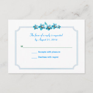 blue flowers beautiful wedding RSVP Card