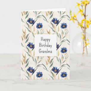 Blue Flowers Birthday Card