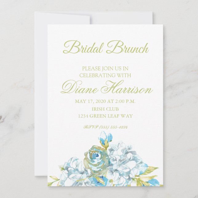 Blue Flowers Bridal Shower Invitation (Front)