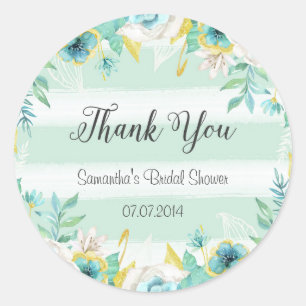 Blue Flowers Bridal Shower Sticker