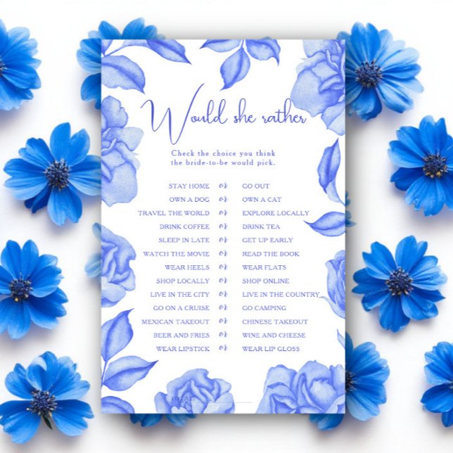 Blue Flowers Bridal shower Would she rather (Creator Uploaded)