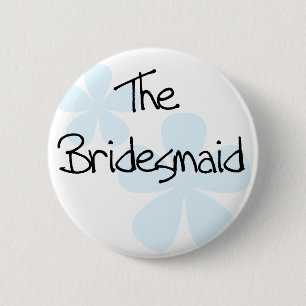 Blue Flowers Bridesmaid 2 Inch Round Button