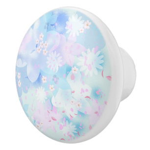 Blue Flowers Ceramic Knob