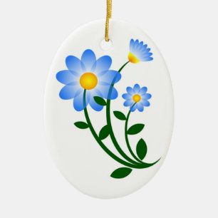 BLUE FLOWERS CERAMIC ORNAMENT