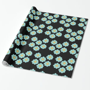 Blue Flowers Daisy Blossoms Wrapping Paper